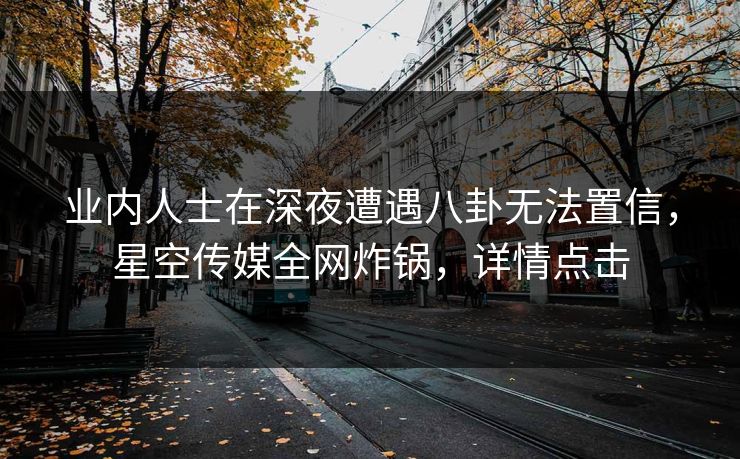 业内人士在深夜遭遇八卦无法置信，星空传媒全网炸锅，详情点击