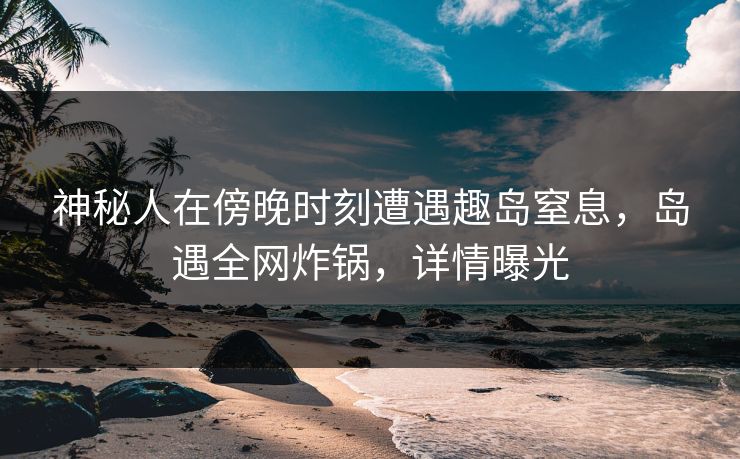 神秘人在傍晚时刻遭遇趣岛窒息，岛遇全网炸锅，详情曝光