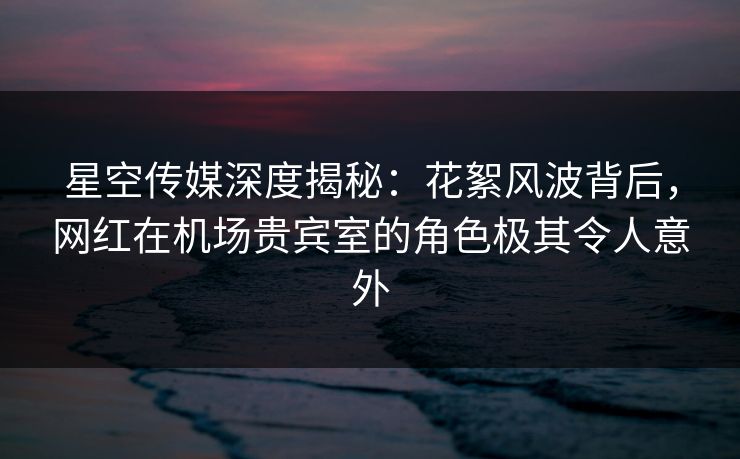 星空传媒深度揭秘：花絮风波背后，网红在机场贵宾室的角色极其令人意外