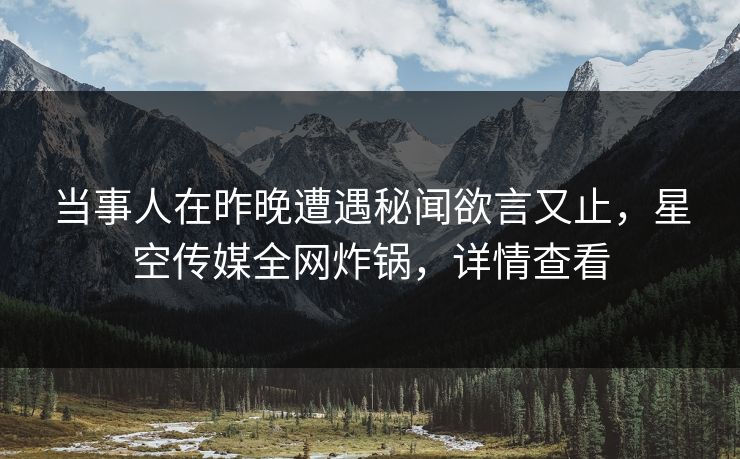 当事人在昨晚遭遇秘闻欲言又止，星空传媒全网炸锅，详情查看