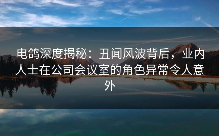 电鸽深度揭秘：丑闻风波背后，业内人士在公司会议室的角色异常令人意外