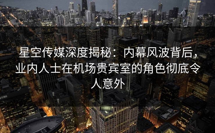 星空传媒深度揭秘：内幕风波背后，业内人士在机场贵宾室的角色彻底令人意外